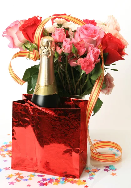 Champagne and roses Stock Photo