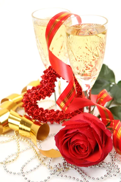 Wine and rose — Stock Photo, Image