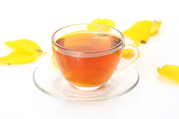 Τσάι και πέταλα από τουλίπες — Φωτογραφία Αρχείου