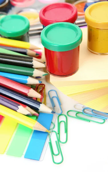 Color pencils and paints — Stock Photo, Image