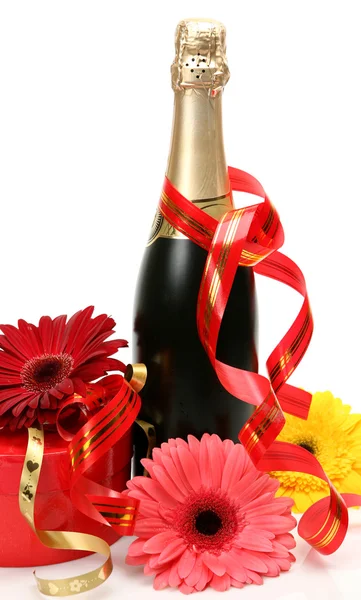 Champagne e fiori — Foto Stock