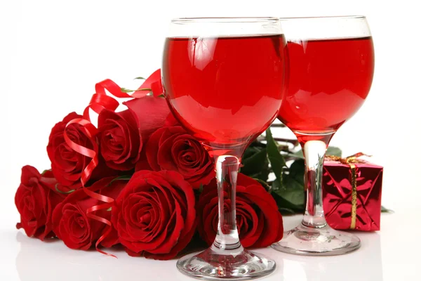 Wine and roses — Stock Photo, Image