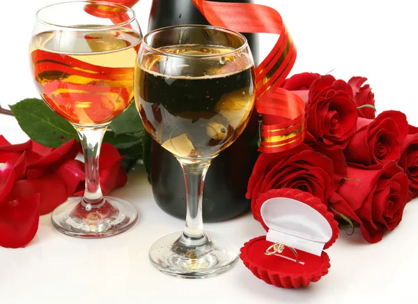 Champanhe e rosas — Fotografia de Stock