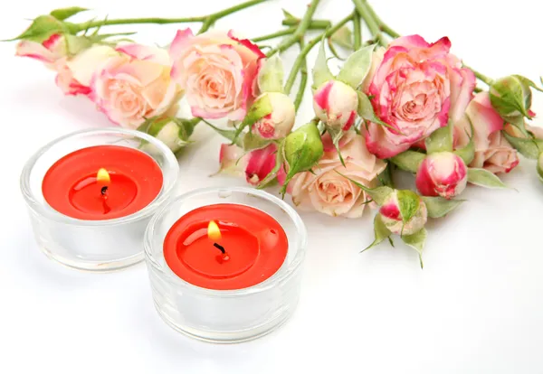 Rose e candele — Foto Stock