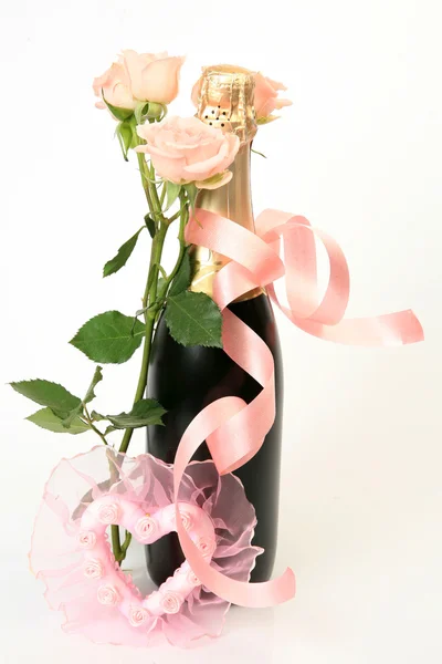 Champagne e rose — Foto Stock