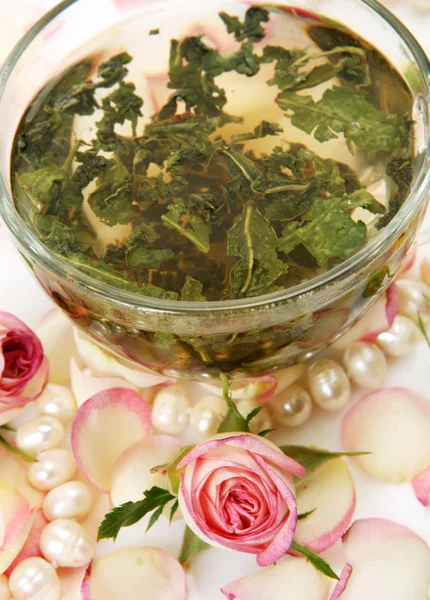 Tea and flower Stock Photo