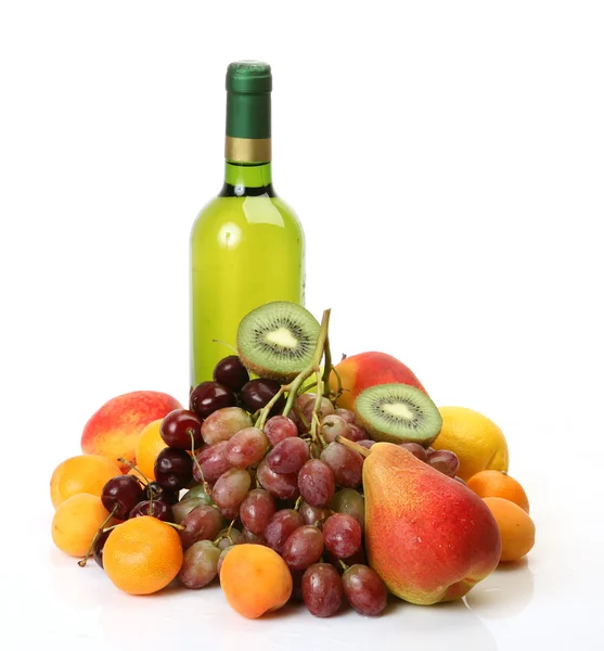 Ripe fruit and wine — Stock Photo, Image