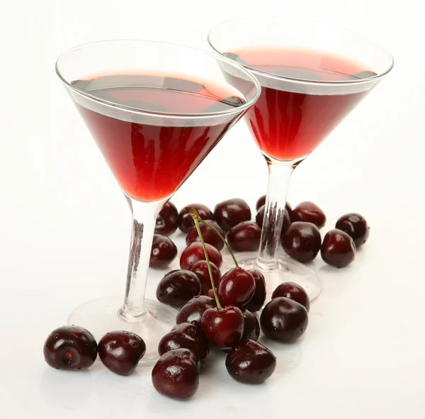 Ripe cherry and juice — Stock Photo, Image