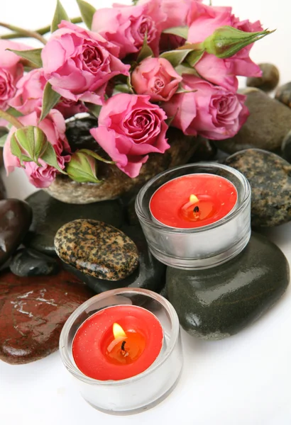 Flowers and candles — Stock Photo, Image