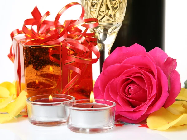 Wine and rose — Stock Photo, Image