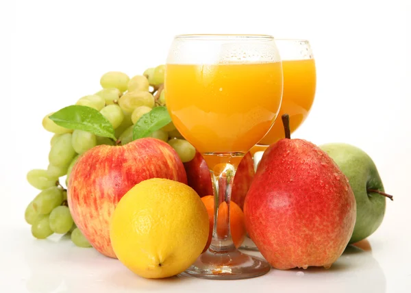 Ripe fruits and juice — Stock Photo, Image