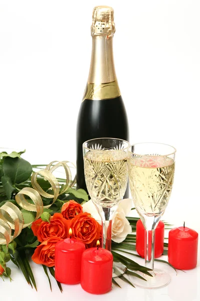 Wine and roses — Stock Photo, Image