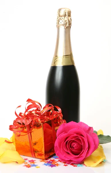 Champagne e rosa — Foto Stock