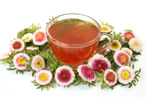 Tea and flowers — Stock Photo, Image