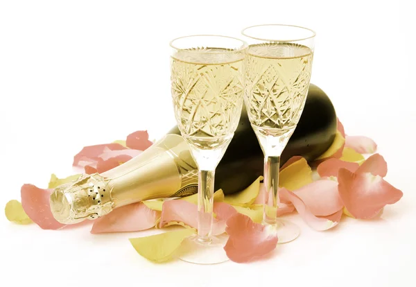 Champagne e rosa — Foto Stock