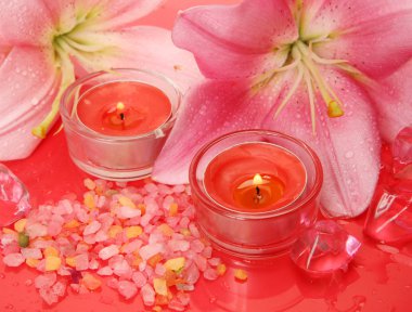 pembe lily ve mumlar