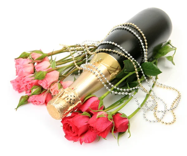 Champagne and roses — Stock Photo, Image