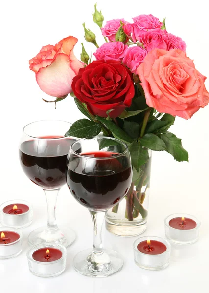 Vinho e rosas — Fotografia de Stock