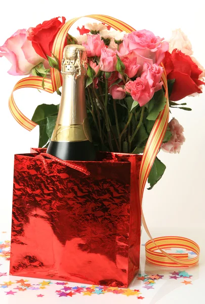 Champagne and roses Royalty Free Stock Images