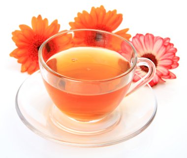 çay kupa ve bir çiçek