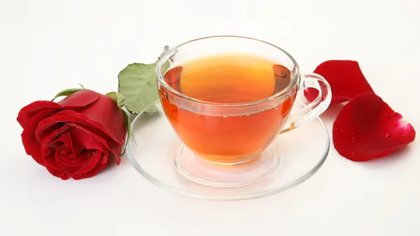 Tea and rose — Stock Photo, Image