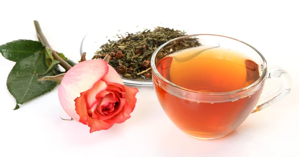 Чай и роза — стоковое фото