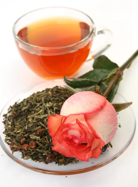 Tea and rose — Stock Photo, Image