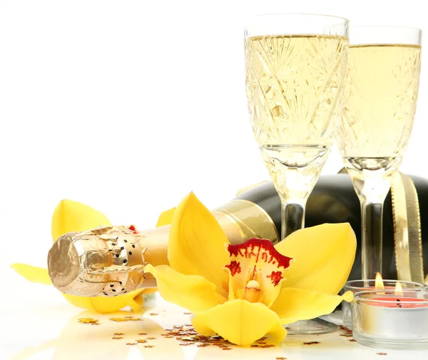 Champagne e fiori — Foto Stock