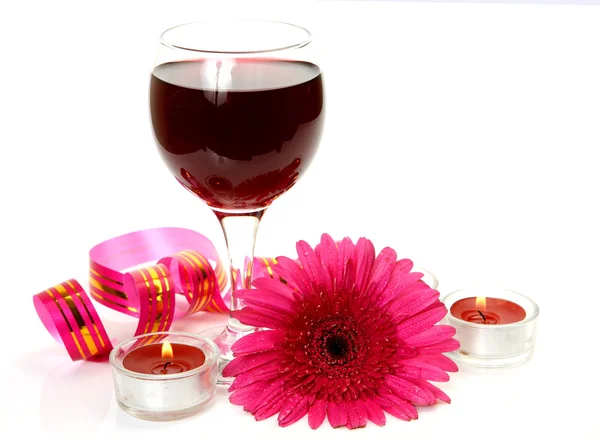 Wijn en bloem — Stockfoto