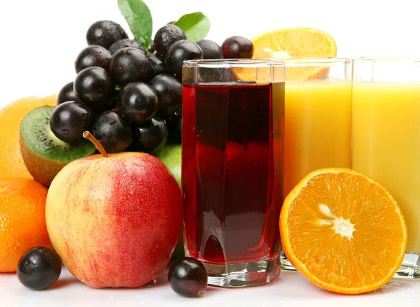 Ripe fruits and juice — Stock Photo, Image