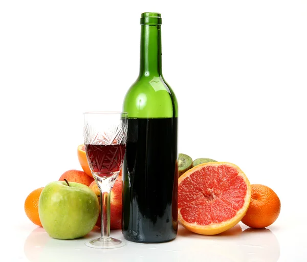 Ripe fruits and wine — Stock Photo, Image