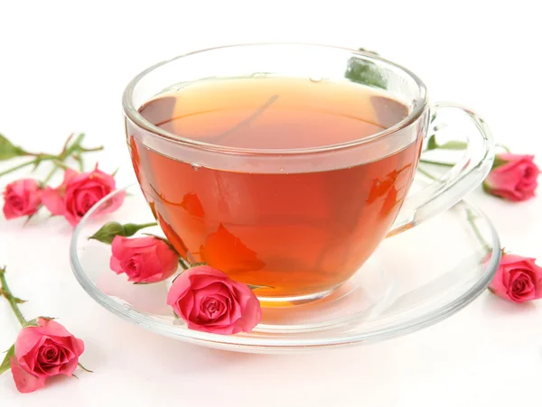 Tea and roses — Stock Photo, Image