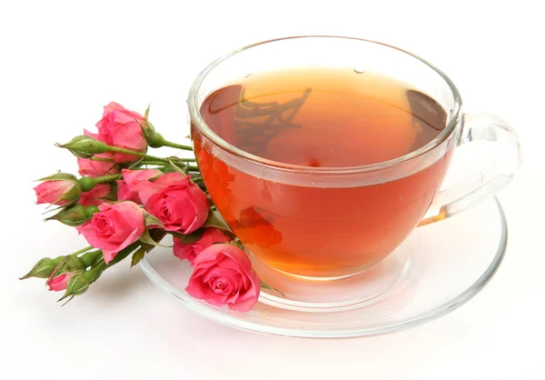 Tea and roses — Stock Photo, Image