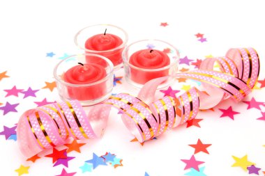 Streamer and burning candles