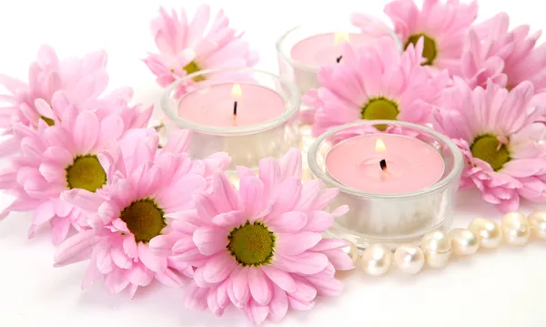 粉色的花和珍珠 — 图库照片
