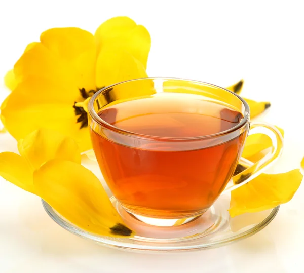 Tea and flowers — Stock Photo, Image