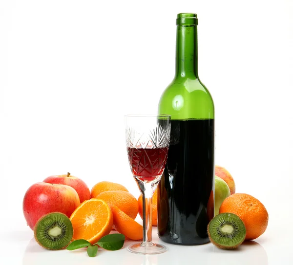 Ripe fruits and wine — Stock Photo, Image
