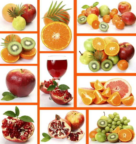 Collage van rijpe vruchten — Stockfoto