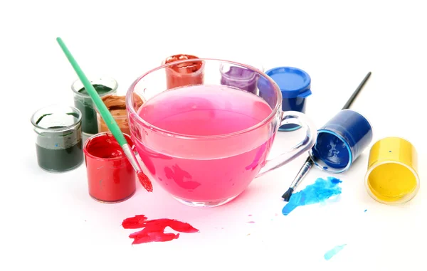 Fırça ve renk guaj — Stok fotoğraf