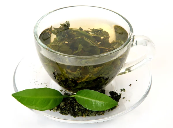 Té y hoja verde — Foto de Stock