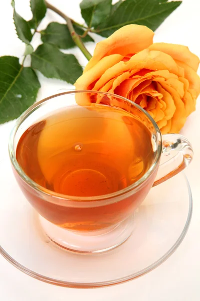 Tea and roses — Stock Photo, Image