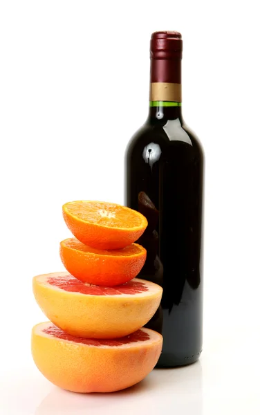 Frutas maduras e vinho — Fotografia de Stock