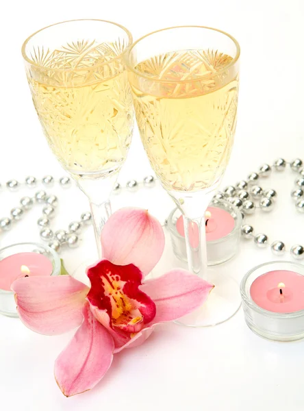 Champagne et orchidée — Photo