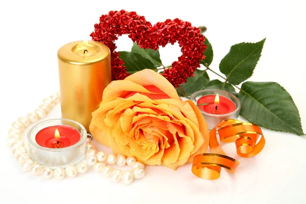 Rose and candles — Stock Photo, Image