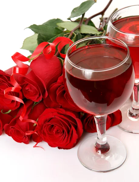 Wine and roses — Stock Photo, Image