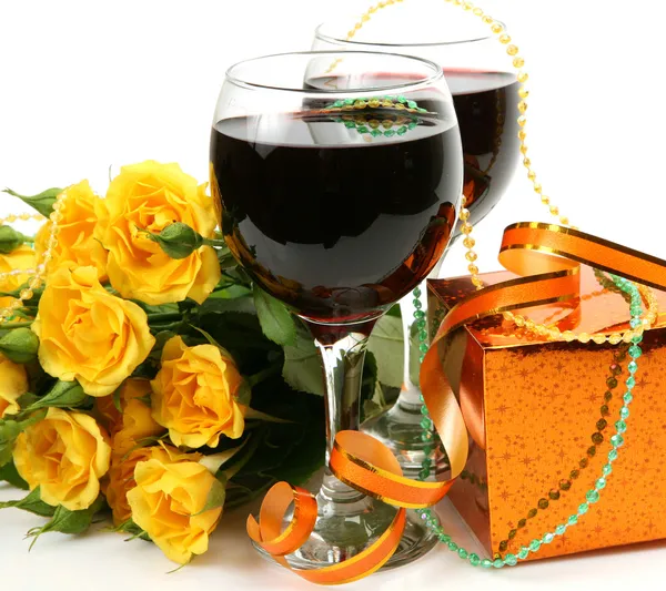 Vinho e rosas — Fotografia de Stock