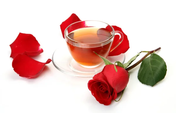 Chá e rosa — Fotografia de Stock