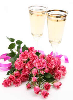 şarap ve pembe güller