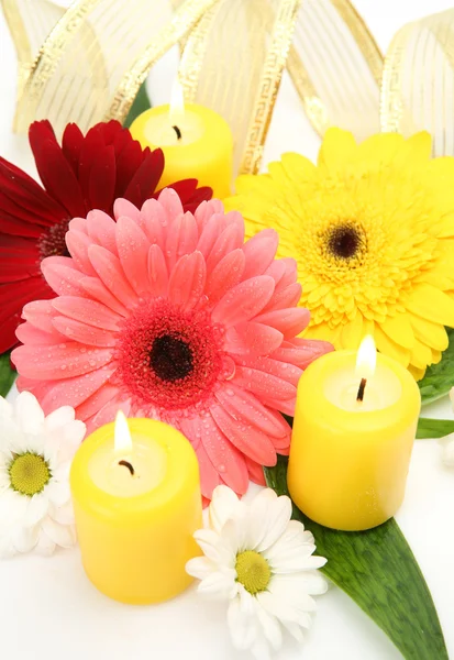 Flowers and candles — Stock Photo, Image