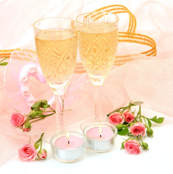 香槟和玫瑰 — 图库照片